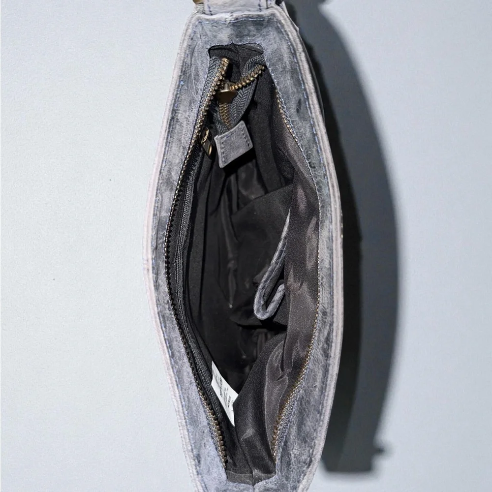 ESTALON - Charcoal Gray Leather Crossbody Bag